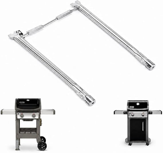 Utheer 69785 18 Inch Grill Burner, 304 Stainless Flame Repair | Crossover tube fit Spirit E210 E220 S210 S220, front-control grill repair, restores steady flame, 2 main burners