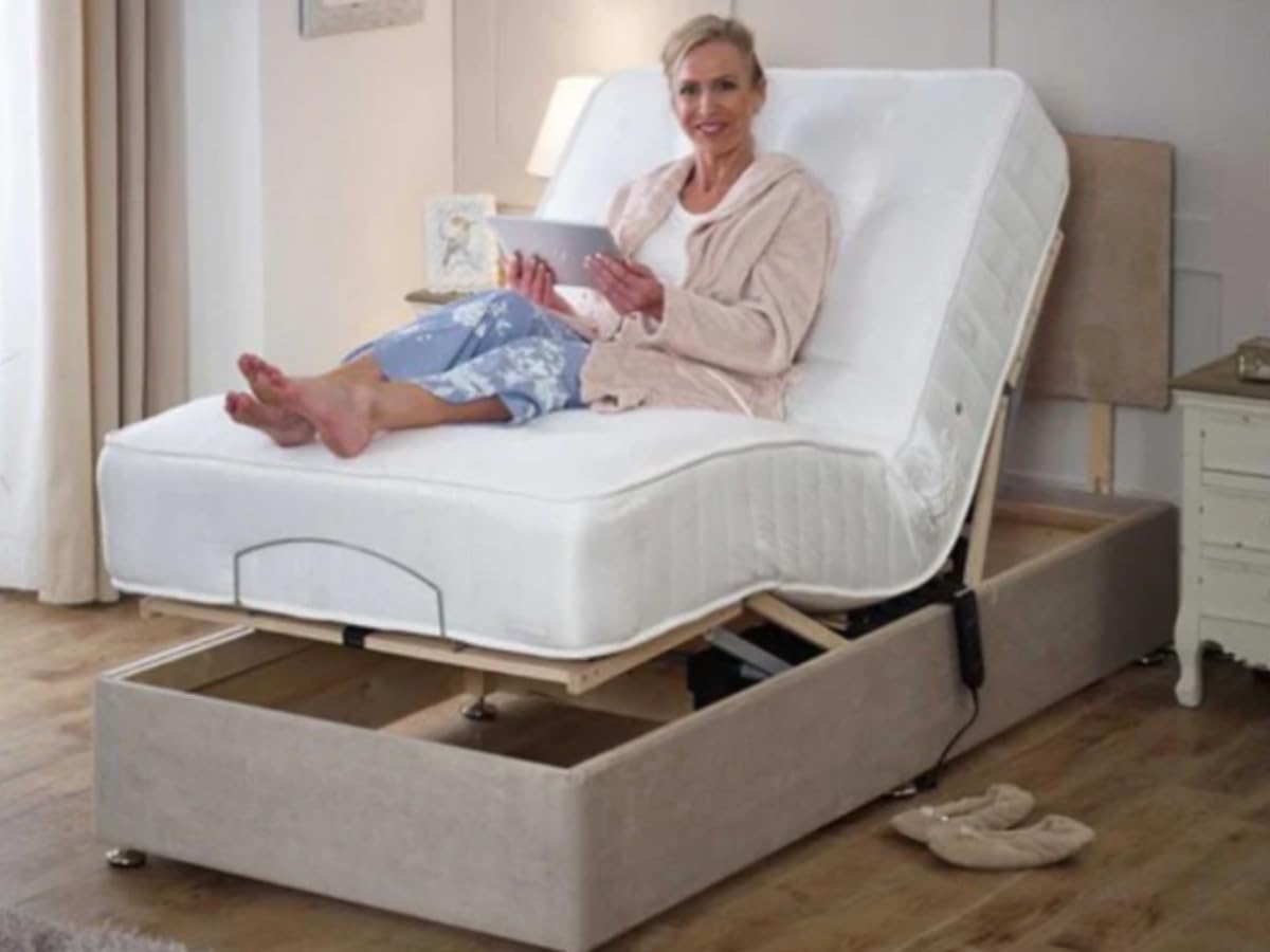 sleepkings 4ft Small Double Electric Mink Bed With Pocket Spring Mattress + Headboard -Suitable For Disabled People