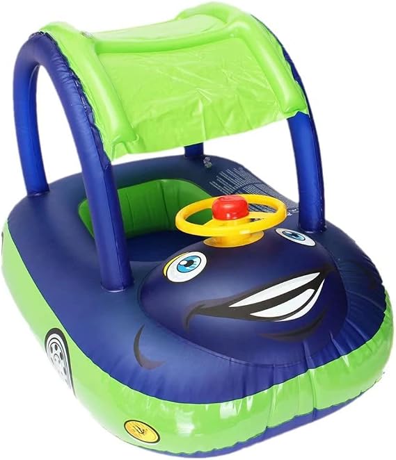 Baby Pool Float with Canopy, Car Inflatable Toys Infants Float Seat Boat for Toddlers