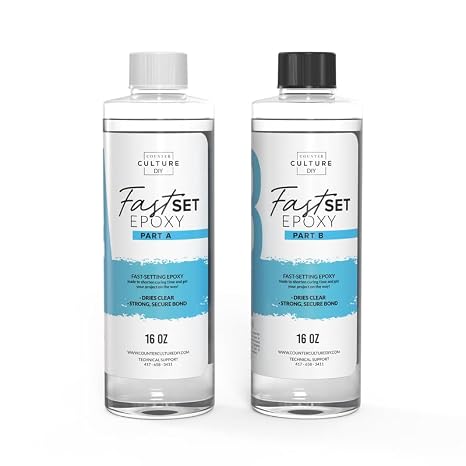 Fast Set Epoxy Resin, 32 oz Kit, Quick Art Supplies for Coating, Casting, Geodes, Tabletop, Bar Top, Live Edge River Tables, Metallic Stains