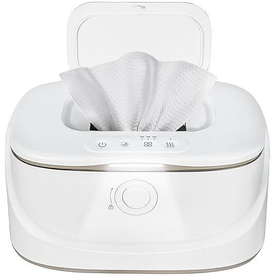 Baby Wipe Warmer with Night Light,Innovative Spring Design,Baby Wet Wipes Dispenser for Large Wipes,Wipes Warmer for Newborn Baby,Temperature Display,3 Modes of Temperature Heating Control
