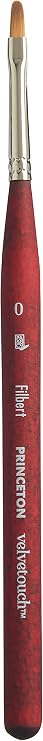 Princeton Velvetouch Mini Filbert Brush, Synthetic, Short Handle, Size 0, 1 Count