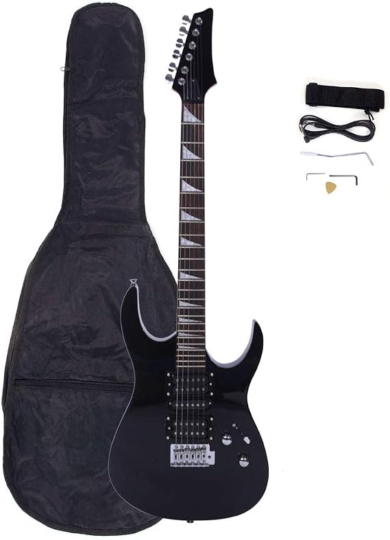 Electric Guitar,Novice Entry Level 170 Electric Guitar HSH Pickup, with Bag Strap Paddle Rocker Cable Wrench Tool,Great Electric Guitars for Beginner Starter (Black)
