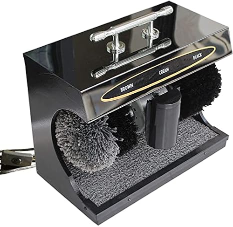 Shoe Polisher Automatic Induction, Ful Automatic Infrared Sensor, Commercial Hotel Leather Shoe Polisher in Hotel Lobby, 3 Colors, 220V 50Hz (Black Gold) (Black)