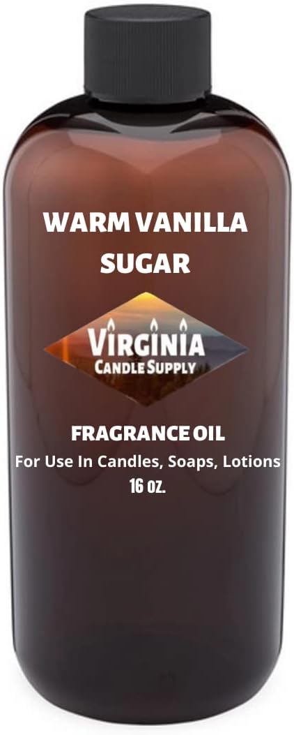 Virginia Candle Supply Warm Vanilla Sugar Fragrance Oil, 16 oz Bottle, Scented Candles, Soap Making, Room Sprays, Lotions, Car Fresheners, Slime, Bath Bombs, Warmers
