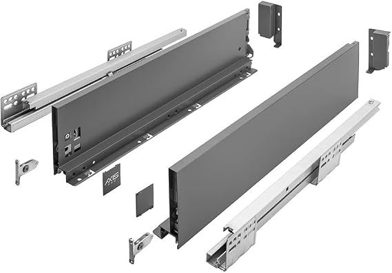 MS Beschläge Drawer System Drawer System Soft Close Function Kitchen Drawer 40 kg Load Capacity Drawer Set Anthracite Full Extension (Length: 500 mm Height: 120 mm)