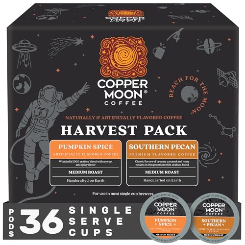 Copper Moon Coffee Single Serve Pods for Keurig Brewers Harvest Pack, 36 count Pumpkin Spice, Southern Pecan