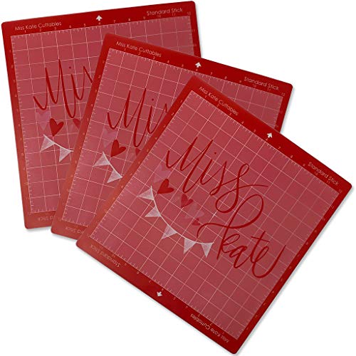 MK Mat for Cricut Silhouette - 12x12 - New & Improved Wider & Better Markings - Standard Stick Pink Cutting Mat 3 Pack - by Miss Kate Cuttables