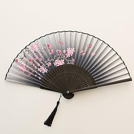 QiWang Fan Folding Fan Chinese Style Dance Fan Female Summer Folding Fan Costume Children's Small Retro Cloth Classical Antique Folding Fan (1)