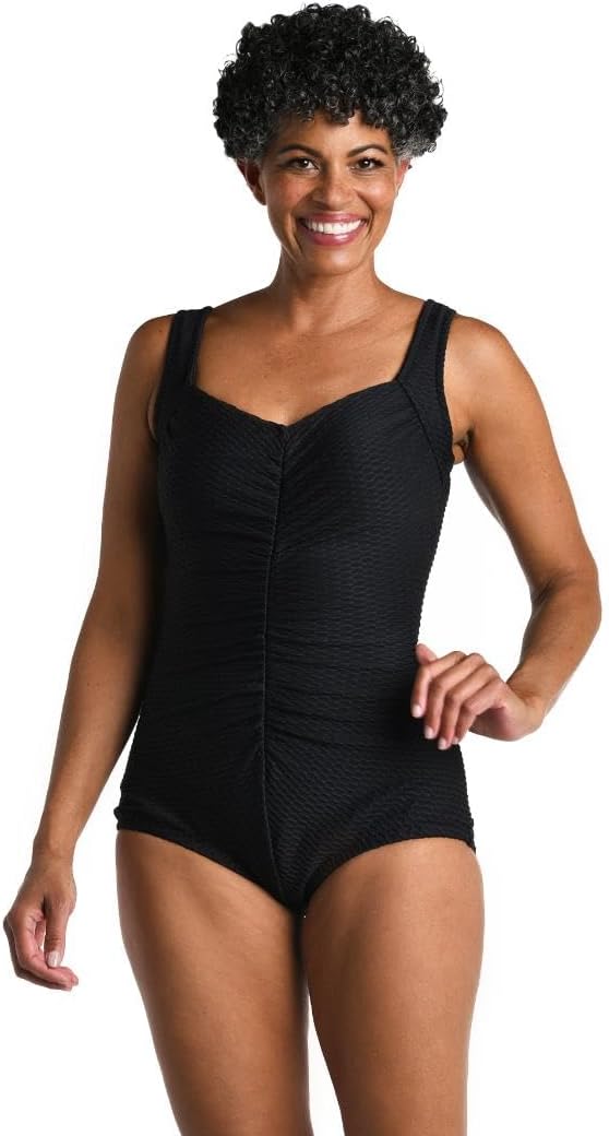 Maxine of Hollywood Womens Spa Shirred Girl Leg One Piece Swimsuit