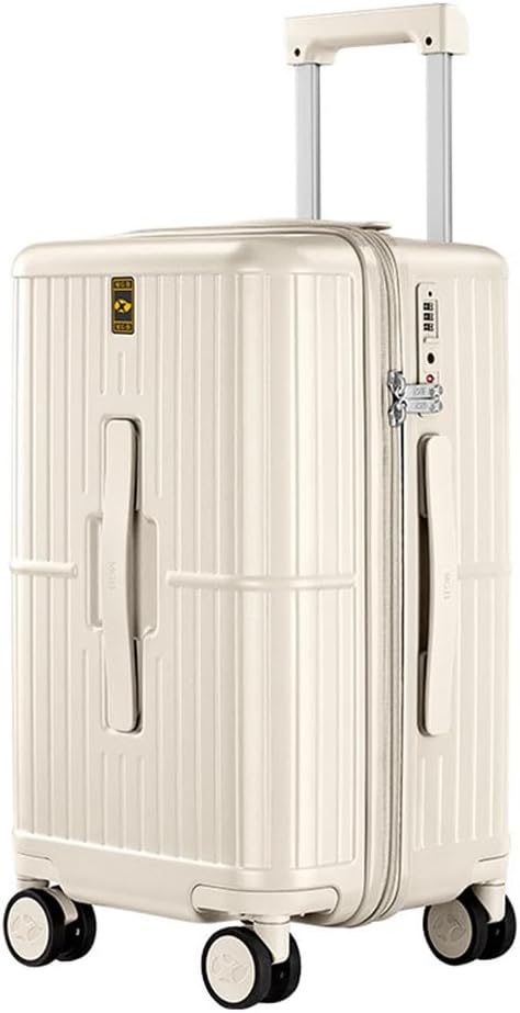 FREEFLY Hard Shell Medium Suitcase Lightweight Durable Carry On Luggage Cabin Suitcase on 4 Double Rotating Wheels,White,20in