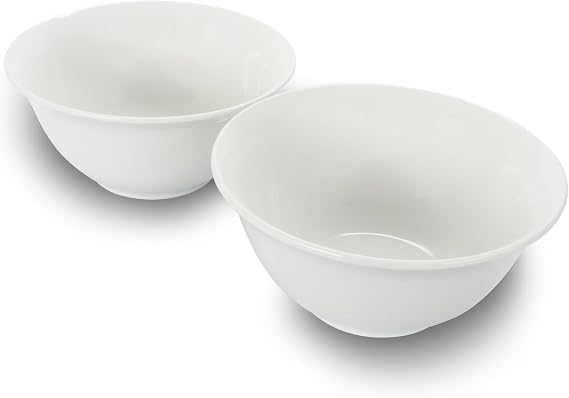 Gibson Home 2 Piece 7.5 Inch Ceramic All-Purpose Round Bowl Set in White