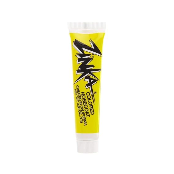 Zinka Colored Zinc Oxide Sunblock High Zinc Formula for Nose and Face, Water & Sweat Resistant, Yellow