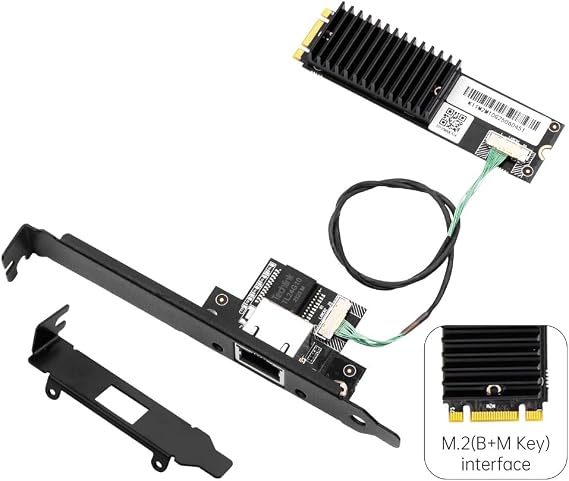 FENVI AQC113 10G Ethernet NIC, M.2 B+M Network Adapter with RJ45 10Gbe Port, Downward Compatible 5G/2.5G/1G, Support Windows 10/11 Linux for Desktop NAS Server