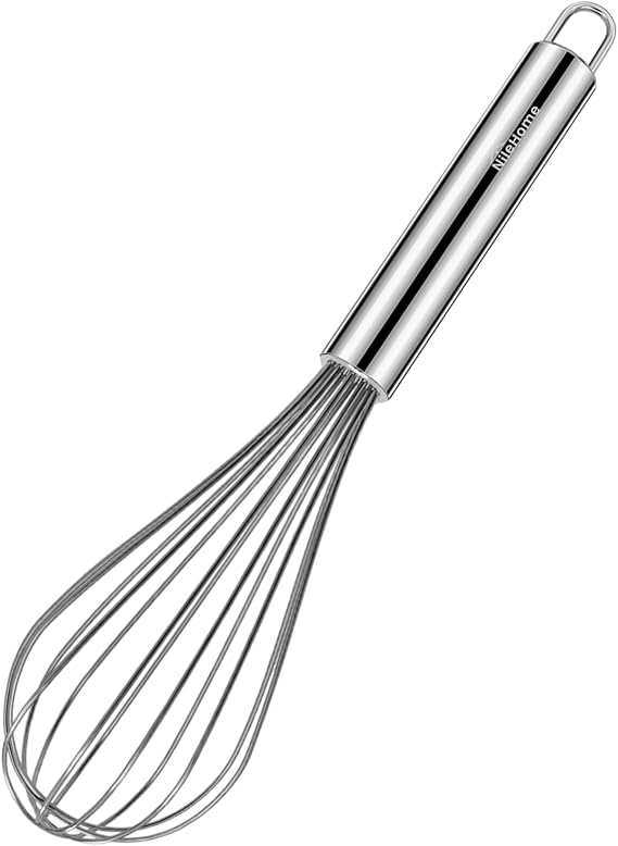 NileHome Stainless Steel Whisk Set 25.4cm Hand Blender Kitchen Whisk Balloon Whisk Kitchen Wisk Wire Whisks for Cooking, Whisking, Blending, Beating, Stirring- 1 Pack