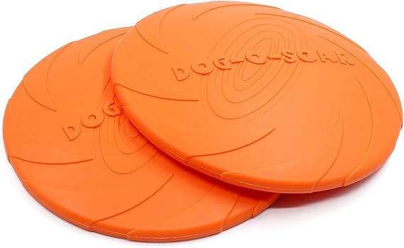 2 Pack Dog Flying Discs for Medium Large Breeds | 8.7inches Interactive Flyer Dog Toys to Fetch on Beach Grass Snow, Durable Outdoor Dog Disc Toys, Soft Rubber, Orange