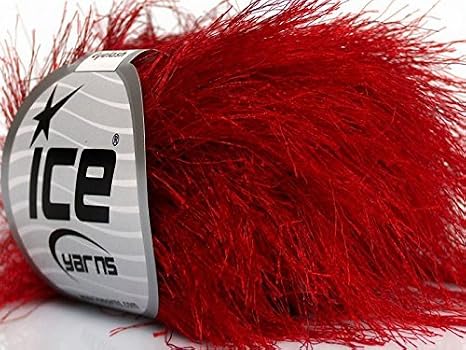 Absolutely Red Long Eyelash Yarn Ice Luxurious Fun Fur 50gr 38yds