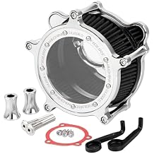 Motorcycle Air Cleaner Intake Filter System Kit Chrome Clear for Harley Dyna Wide Glide FXDF FXDL 1993-2016 Softail Fatboy 1993-2015 Touring Road King Electra Street Glide 1993-2007