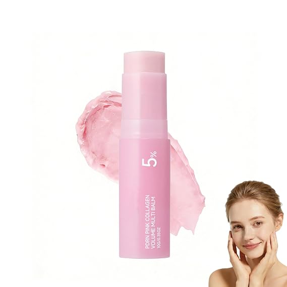 Pink Collagen Volume Multi Balm, Firming and Anti-Aging Care for Face, Under-Eyes, Neck, Forehead, Smile Lines, Lip Care