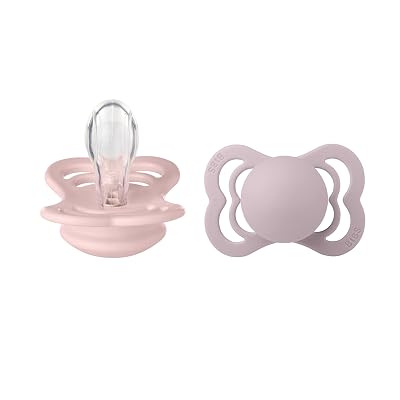 BIBS Supreme Baby Pacifiers | BPA-Free Silicone Pacifier | Made in Denmark | Set of 2 Soothers BlossomDusky Lilac, 0-6 Months