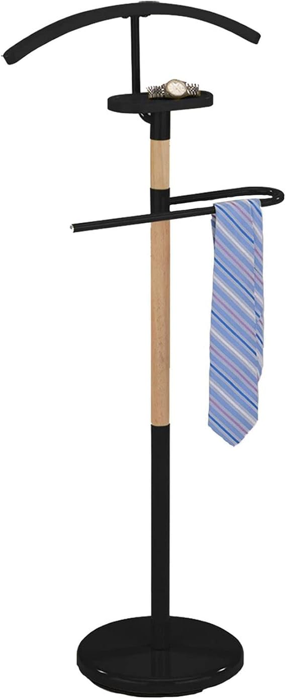 IDIMEX Bodo Valet Stand / Valet Stand / Coat Stand / Ladies/ Coat Stand / Coat Stand Made of Metal Painted Black and Solid Wood Natural