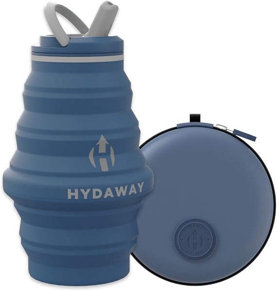 HYDAWAY Hydration Travel Pack - 17oz Collapsible Water Bottle with Flip-Top Lid and Protective Travel Case - BPA-Free, Leak-Resistant, and TSA-Friendly for Commuting, Hiking, and Traveling