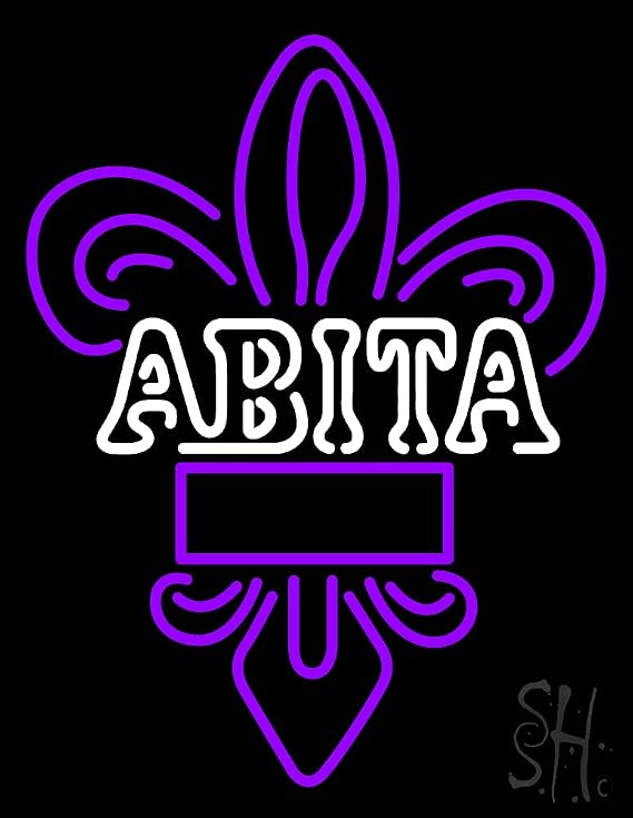 Abita LED Neon sign 19 x 15 - inches, Black Square Cut Acrylic Backing, with Dimmer - Bright and Premium built indoor LED Neon Sign for Bar decor.