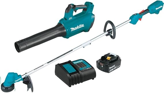Makita XT287SM1 18V LXT Lithium-Ion Brushless Cordless 2-Pc. Combo Kit (4.0Ah) | Blower and string trimmer, up to 116 MPH and 459 CFM, rapid-load head
