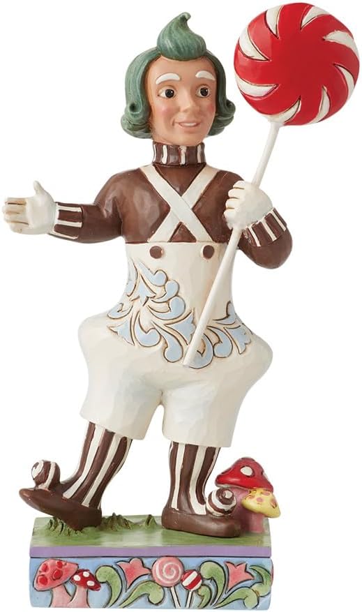 Enesco Willy Wonka and The Chocolate Factory by Jim Shore Oompa Loompa with Lollipop Figurine, 5 Inch, Multicolor