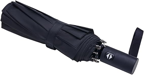 NPCQUN Travel Essentials Umbrella Windproof Compact Folding Light Auto Strong Portable Windproof Rain Folding Umbrella Small Size, Black, 8 Ribs & 42 INCH, Compact