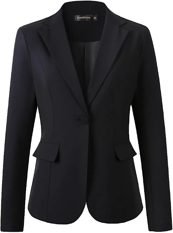 Beninos Womens Business Casual Blazer Office Work Solid Suit Jacket
