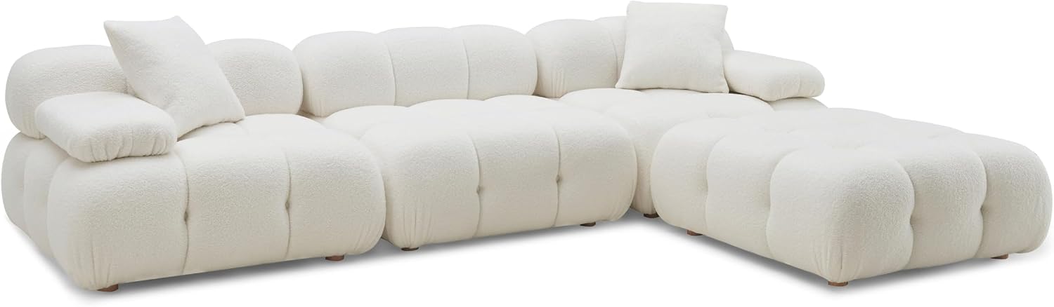 Tov Furniture Calliope Cream Vegan Shearling 4-Piece Modular Sectional