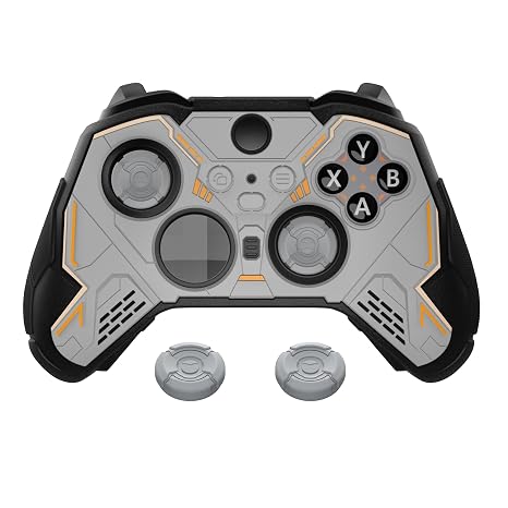 PlayVital Stellar Mecha Silicone Cover Skin for Xbox Elite Series 2 & Elite Series 2 Core, Non-Slip Grip Protector for Xbox Elite 2 with Thumb Grips & Stickers, Gray & Black