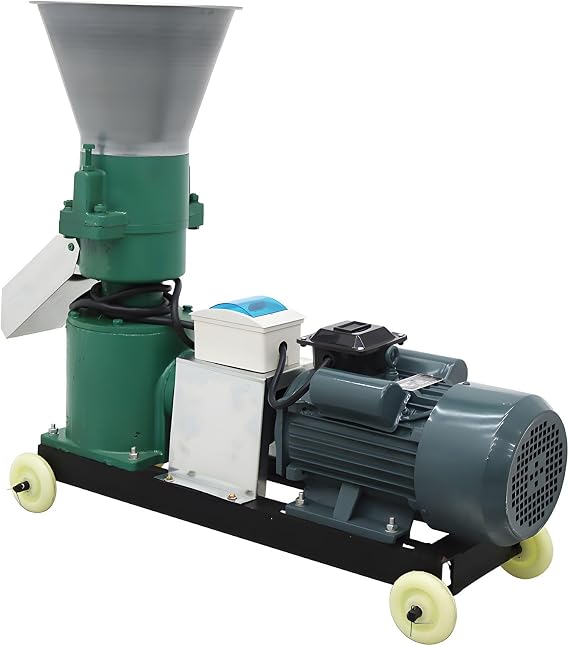 220V Pellet Mill Machine with Three Head Rollers Feed Pellet Mill Machine 200KG/H Chicken and Duck Food Mill Grinder with 5mm Holes Plate, 4500W