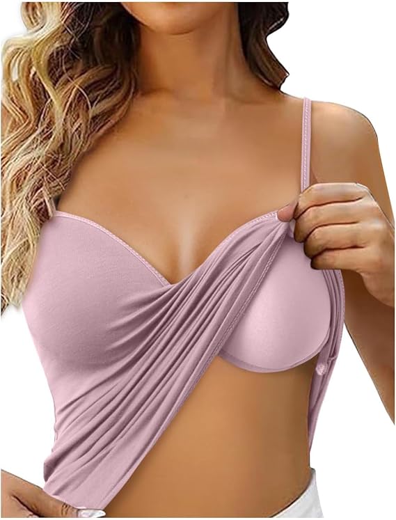 Built in Tank Top for Women Cotton Padded Bra Casual Flowy Loose Fit Adjustable Spaghetti Strap Camisole
