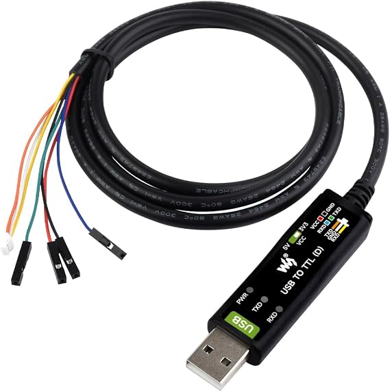 waveshare Industrial USB to TTL Serial Adapter Cable, USB to TTL (D) Converter Onboard FT232RNL Chip Suitable for Raspberry Pi 5 Serial Port Debugging,3.3V/5V Voltage Level Switching