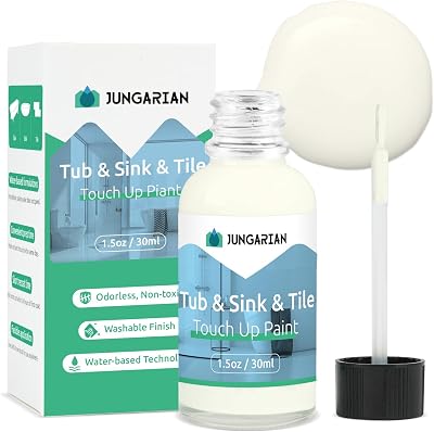 Tub and Tile Paint, Bath Paint for Tub, Touch Up Paint Pen for Scratches & Spots, Quick Dry Porcelain Repair Kit for Sinks, Marble Countertop, Enamel and Toilets, Semi-gloss Cream, 1.5oz