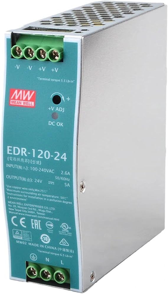 EDR-120-24 5A 120W DIN Rail Power Supply - High Efficiency, Reliable for Industrial Applications