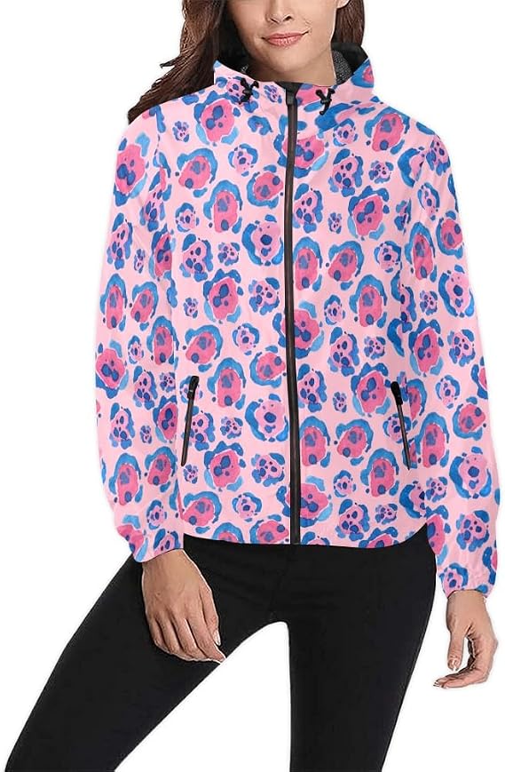 HUGLAZY Personalized Women's Windbreaker Jackets Casual Lightweight Unisex Custom Hooded Jackets for Hiking Outdoor Travel
