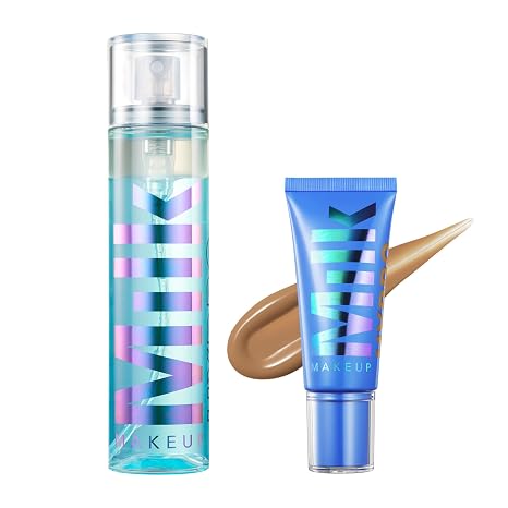 Milk Makeup Hydro Grip Bundle with Set Spray & Skin Tint 9 Sets Makeup, Hydrates Skin, Builds Coverage for Up to 12 Hours Lightweight & Long-Lasting with Hyaluronic Acid