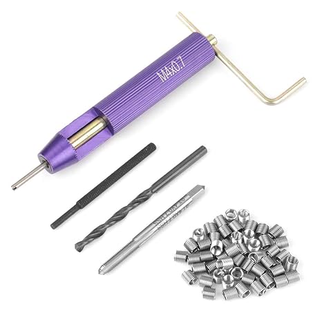 Wire Thread Inserts, 50Pcs M4 x 2D Stainless Steel Coiled Wire Helical Screw Thread Inserts with M4 Installation Tool, ST4 Dedicated Tap, Tang Breaker, Drill Bit