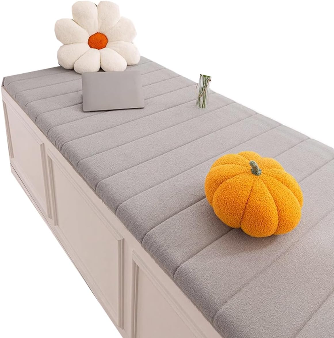 TALCON Soft Bedroom Seat Cushions for Indoor Furniture, Thick Splash-Proof Bay Window Seat Pad, Multiple Sizes Option, Soft Chair Bench Cushion 63x11x2.4inch,Light Gray