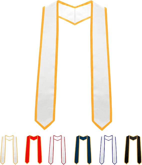 Graduation Stole, Plain Graduation Sash, Unisex Adult Honor Stoles with Trim for Graduation Ceremony 70" Long
