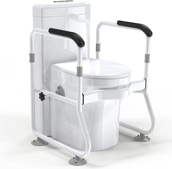 Toilet Safety Rails for Elderly, Adjustable Frame, 330 lb Capacity