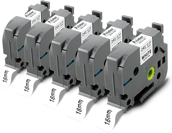 5-Pack TZe-241 Compatible for Brother P Touch Label Maker Tape 18 mm