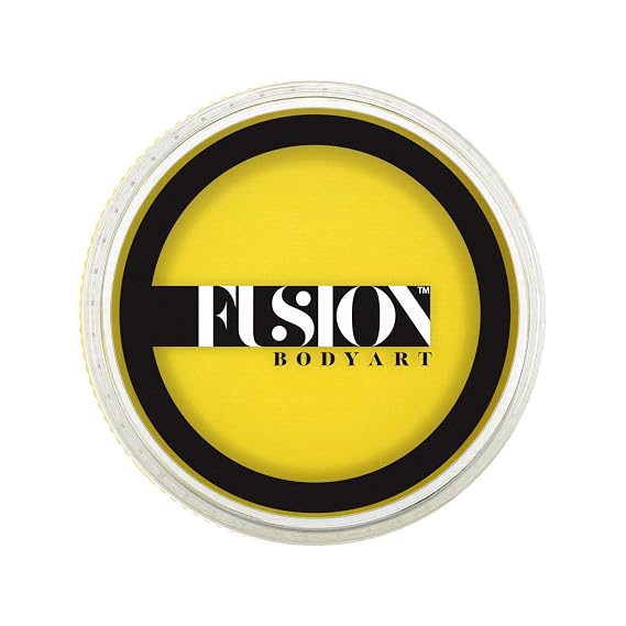 Fusion Body Art Pro Face Paint | Prime Bright Yellow (32gm), Professional Quality Water Activated Face and Body Paint Supplies Single Makeup Cake