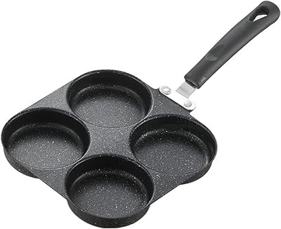 Fried Egg Pan, 4-Cup Omelet Pans Nonstick, Versatile Breakfast Skillet Omelette Pan Aluminium Alloy Egg cooker for Eggs, Pancakes, Plett, Crepes, Compatible Black B