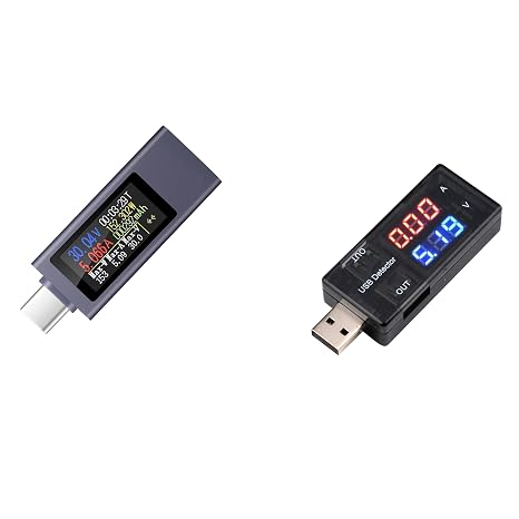 diymore USB Meter Tester Voltage Current Tester USB Battery Checker USB C Voltage Current Voltmeter Amp Volt Ammeter Detector USB Mobile Tester USB Cable Charger Detector LED Display