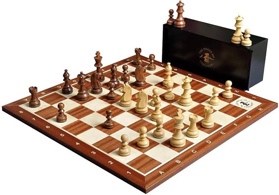 The House of Staunton The Championship Series Chess Set, Box, Board Combination - Golden Rosewood and Natural Boxwood