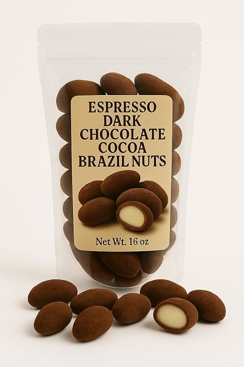 Espresso Dark Chocolate Cocoa Brazil Nuts 16 oz Bag